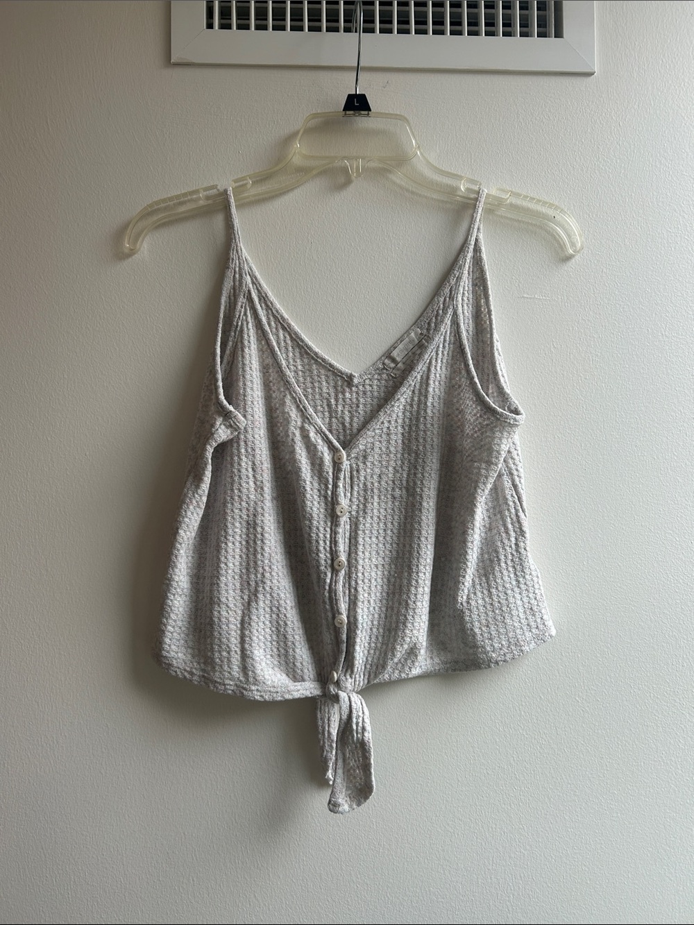 Urban Outfitters Light Gray Pink Button-Front Tie-Hem Cami